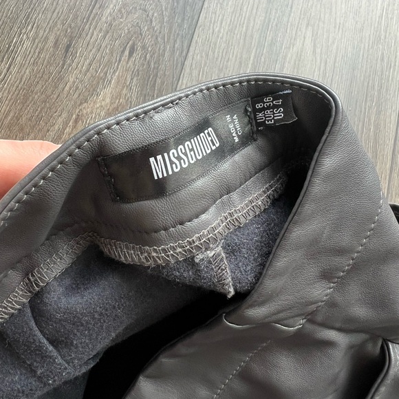 Missguided gray leather want with fleece - Picture 6 of 8